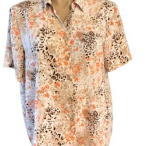 Southern Lady Size 18W Top Cream, Brown, Orange